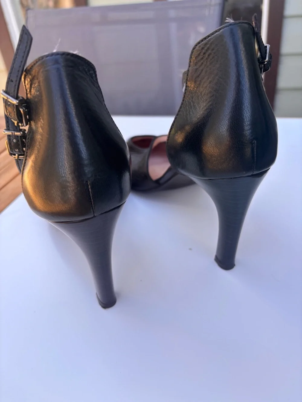 HISPANITAS| black leather two strap heels | size 42 - Picture 7 of 9